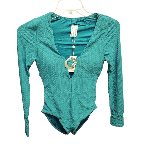 Trina Turk Empire Lurex Plunge Paddle Suit Marine - Picture 10 of 15